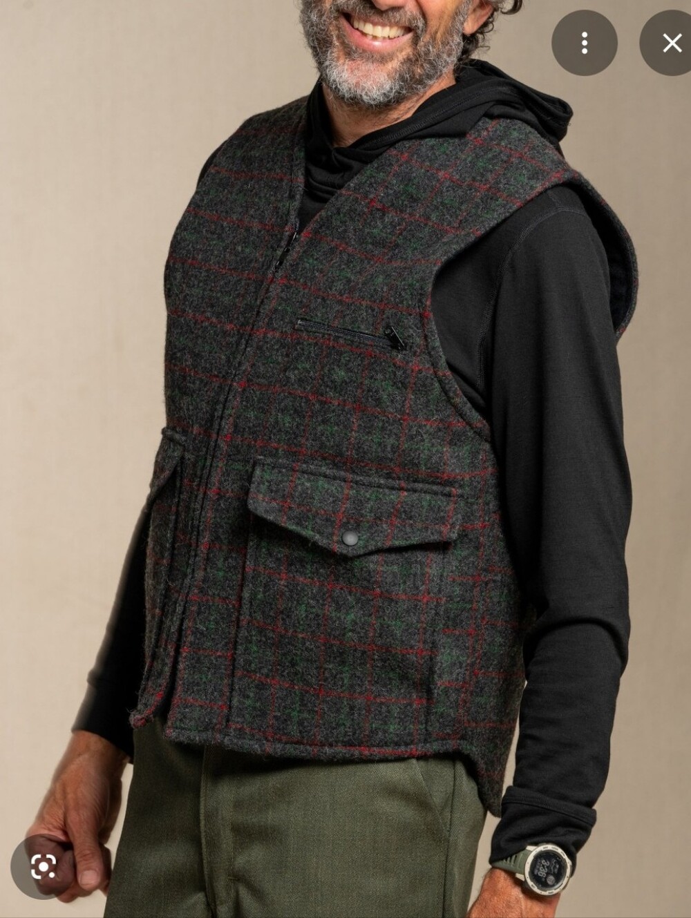 Johnson Woolen Mills Gray Plaid Wool Vest - Men's